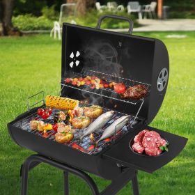 Black Cylinder With Side Panels And Wheels, High-temperature Powder Smoked Carbon Oven