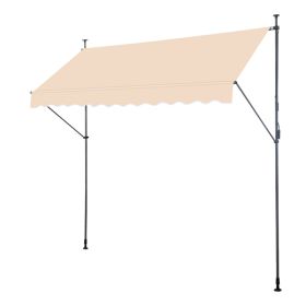 300x120x200-300 Cm, Khaki, Support Canopy, Polyester Fabric, Aluminum-iron Frame, Retractable