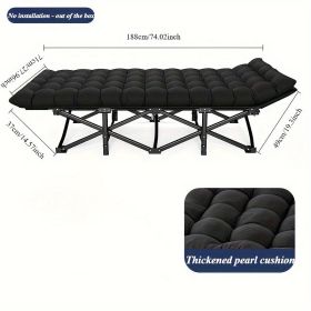 Black Heavy Duty Foldable Camp Cot With Storage Bag - Portable For Travel, Home Office & RV Trips