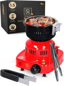 Red Multipurpose Electric Charcoal Starter Electric Charcoal Burner ETL Approved Electric Stove Coconut Charcoal Lighters with Tongs 450W Hot Plate El