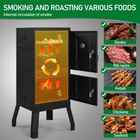 Black Double Door Smoked Vertical Iron Carbon Oven With Upper And Lower Doors